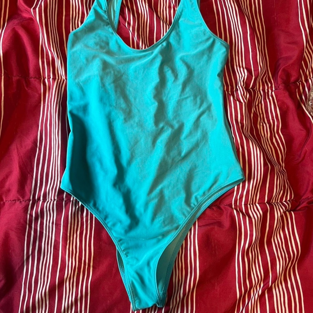 boohoo aqua one-piece swimsuit